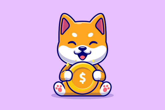 Download Cute Shiba Inu Dog Holding Gold Coin - Shiba inu dog Collection