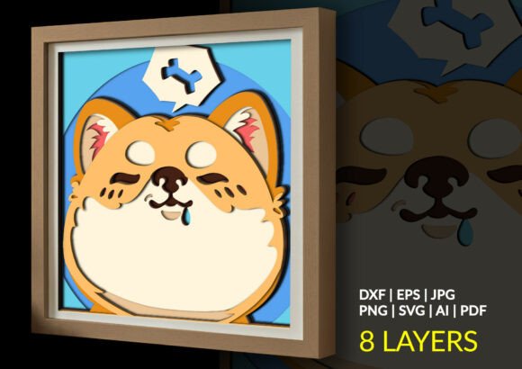 Download Hungry Shiba Inu Dog Dreaming Shadow Box - Shiba inu dog Collection