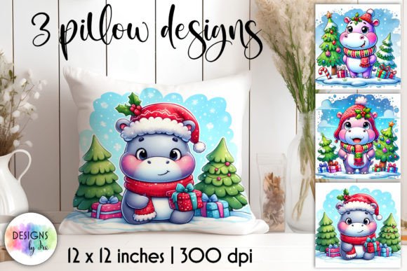 Download Funny Christmas Hippo Illustration - Hippo Collection